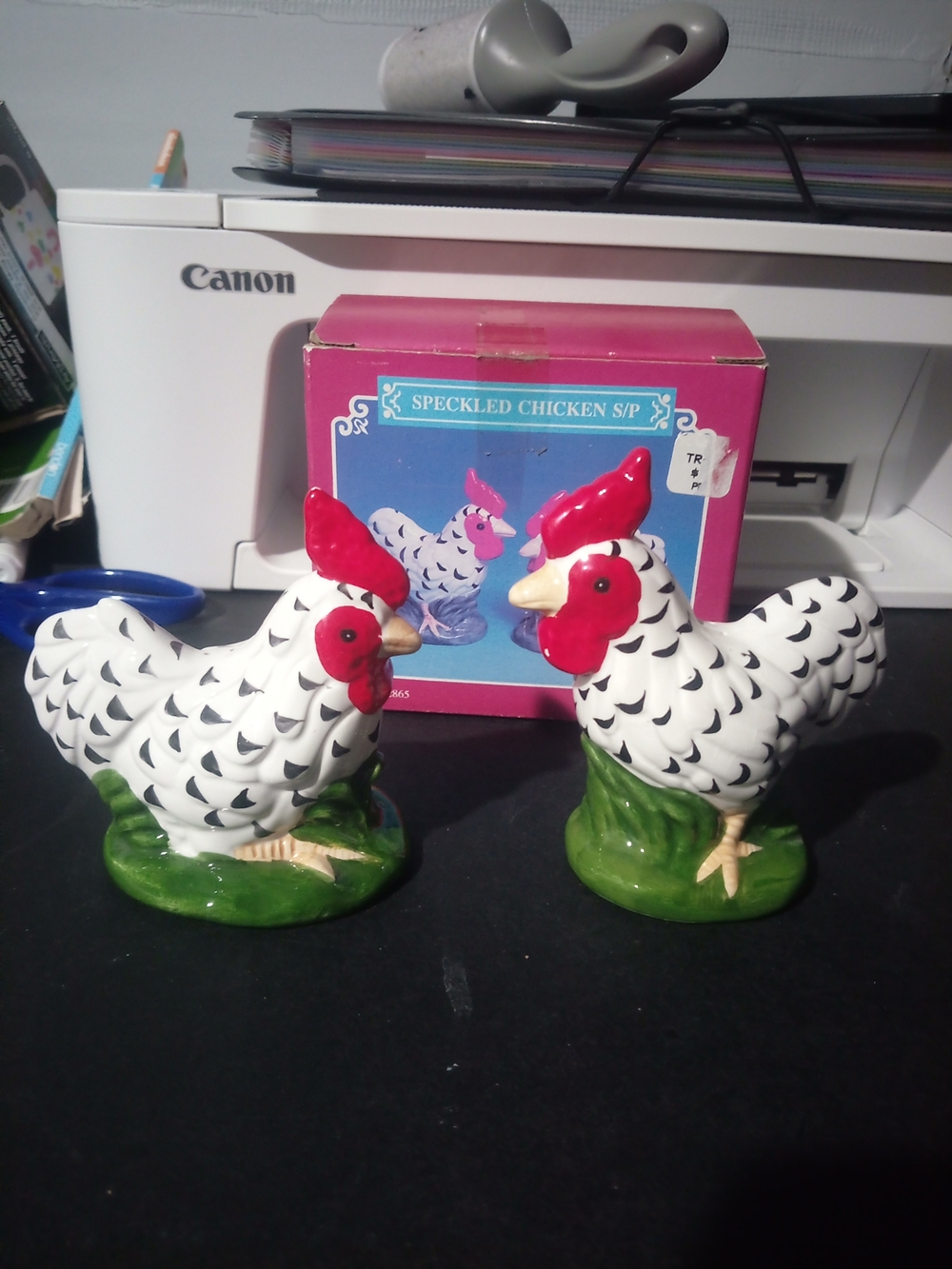 Speckled Chicken Salt and Pepper Shakers - White and Red